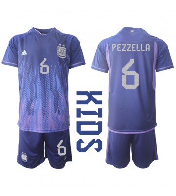 Argentina German Pezzella #6 babykläder Bortatröja barn VM 2022 Korta ärmar (+ Korta byxor)